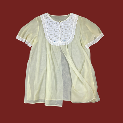 (M/L) 1960s Pastel Yellow Peignoir Set
