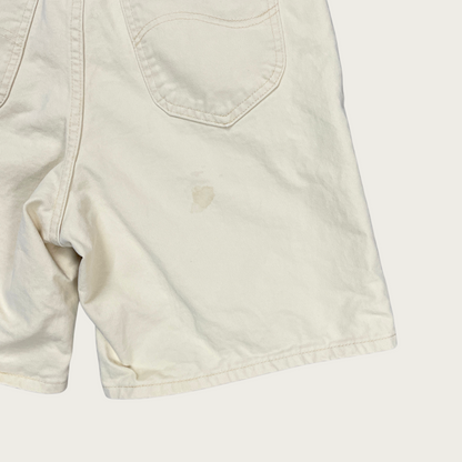 (28") Cream High Waisted Denim Shorts