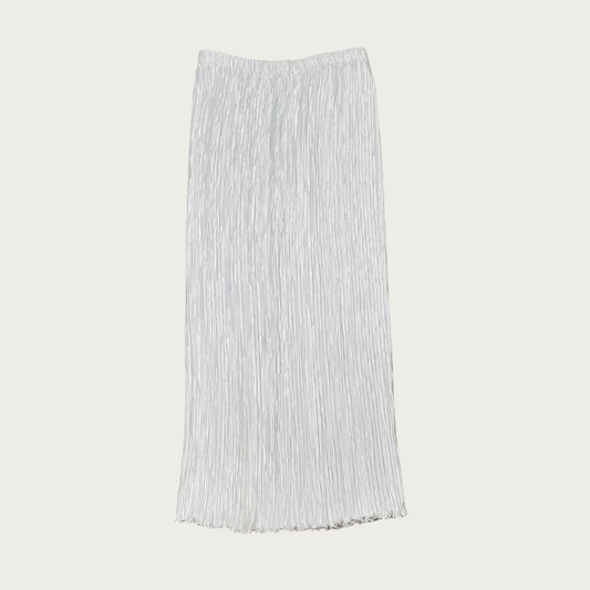 (L) White Pleated Georgette Maxi Skirt