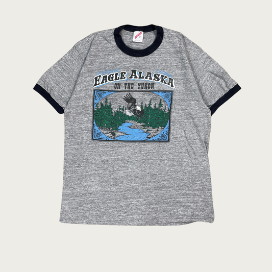 (M) Eagle Alaska On The Yukon Ringer Tee