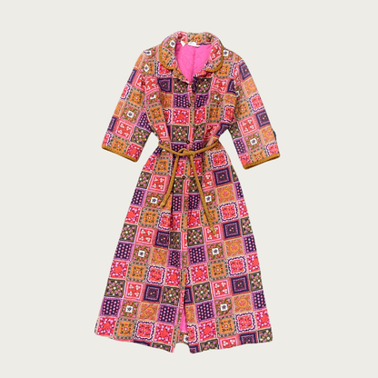 (OS) 70s Quilted Patchwork Robe