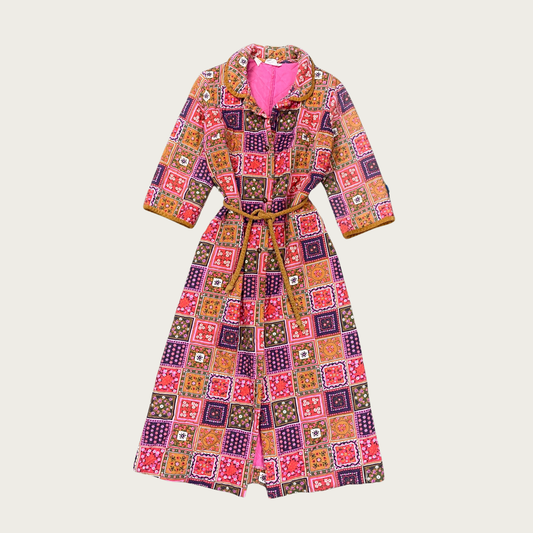 (OS) 70s Quilted Patchwork Robe
