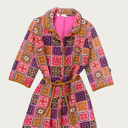 (OS) 70s Quilted Patchwork Robe