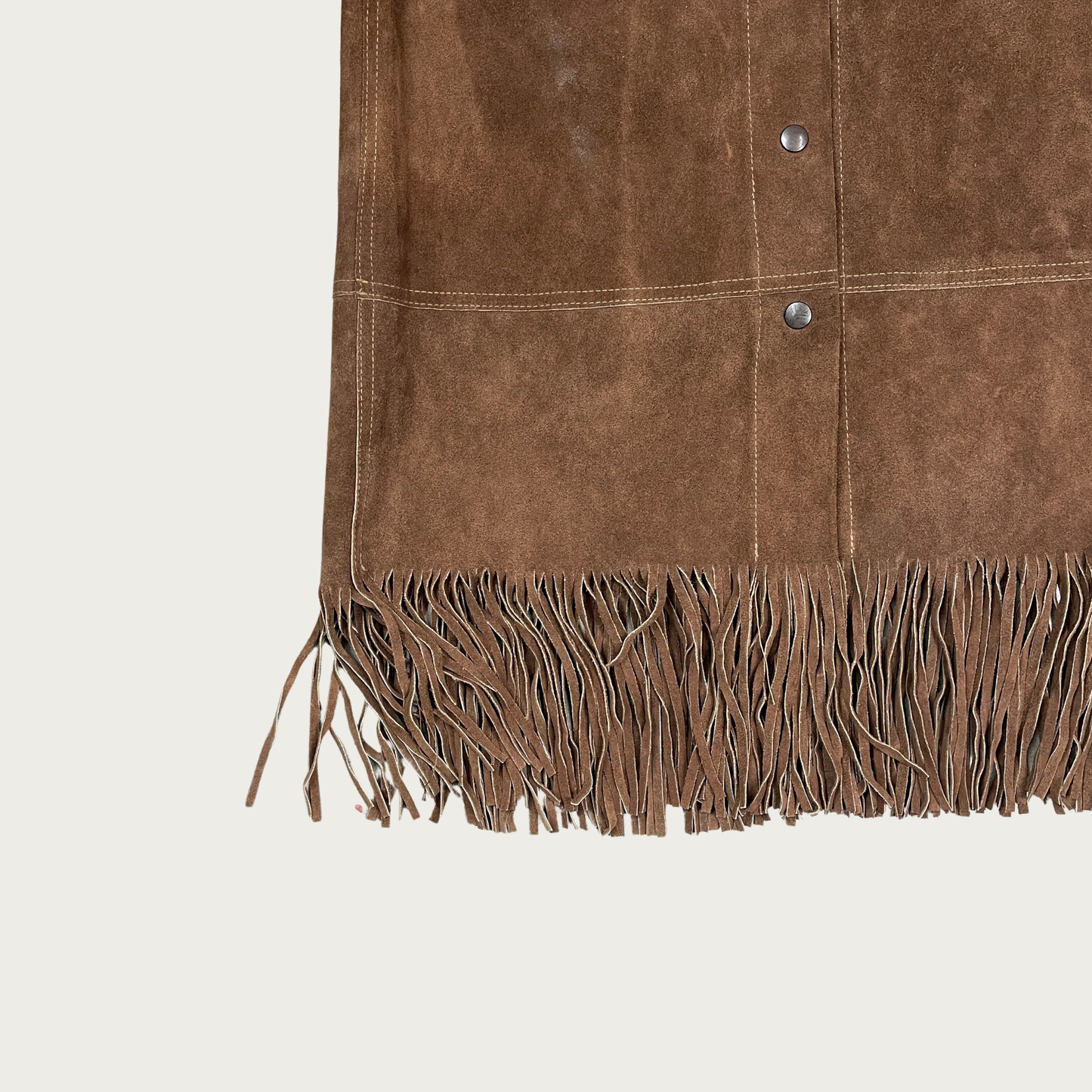 (25") 70s Suede Fringe Midi Skirt