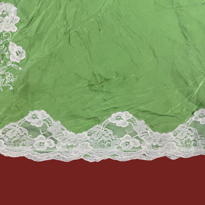 (S) 90s/Y2K Express Green Silk Lace Trim Cami