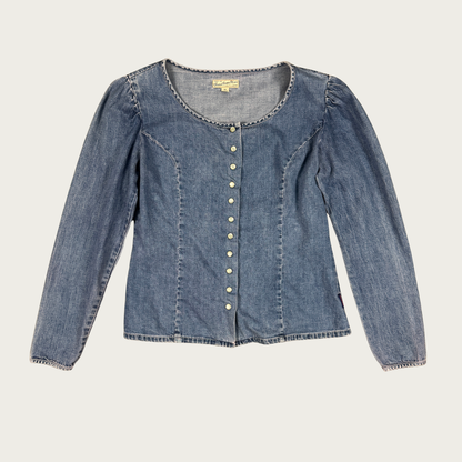 (M) 90s Guess Denim Pearl Snap Top