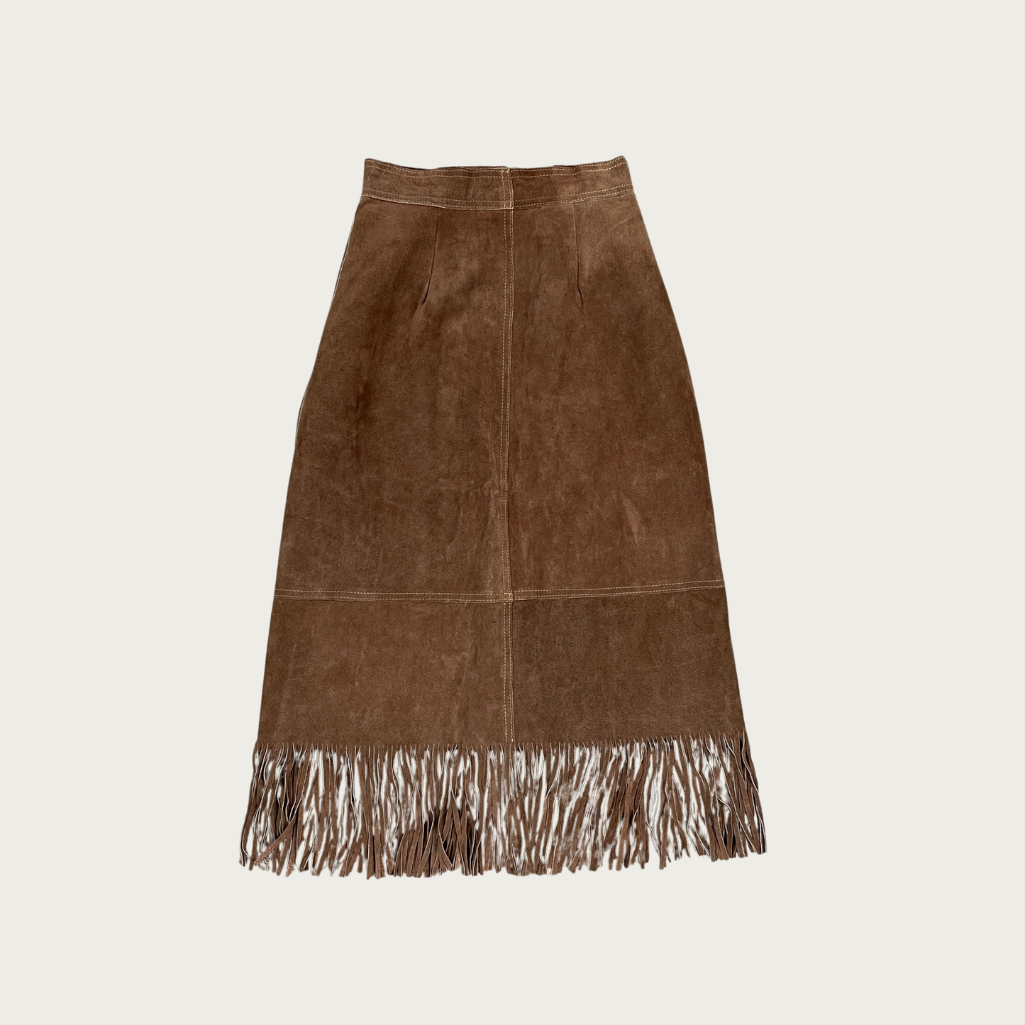 (25") 70s Suede Fringe Midi Skirt