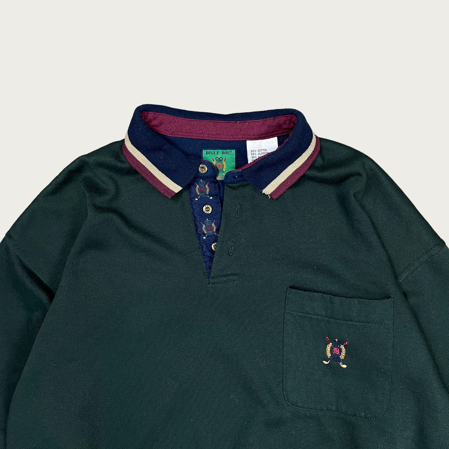 (L) Dark Green Collared Sweatshirt