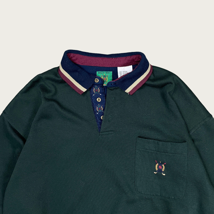 (L) Dark Green Collared Sweatshirt