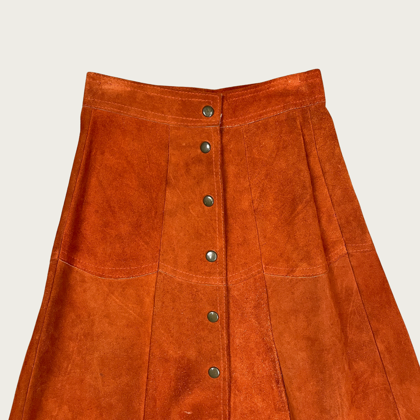 (25") 70s Orange Suede Midi Skirt