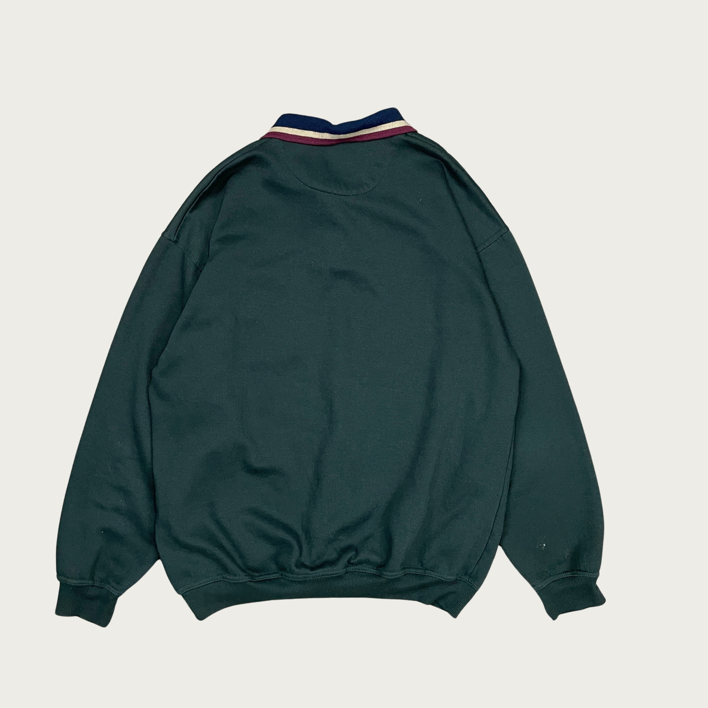 (L) Dark Green Collared Sweatshirt