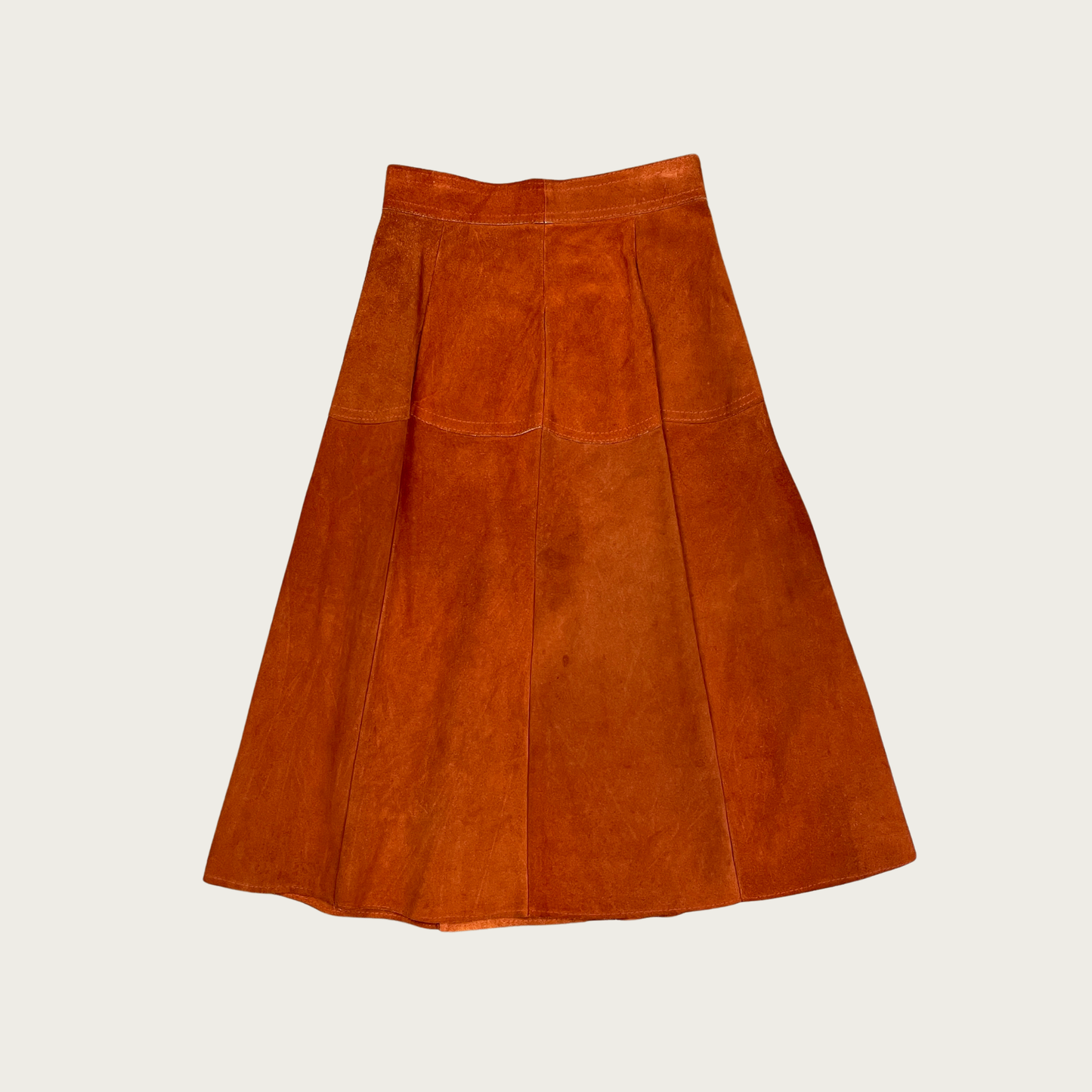 (25") 70s Orange Suede Midi Skirt