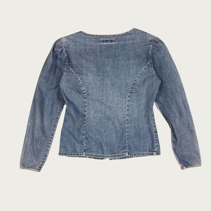 (M) 90s Guess Denim Pearl Snap Top