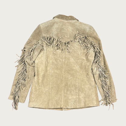 (M) 90s/Y2K Tan Fringe Suede Jacket
