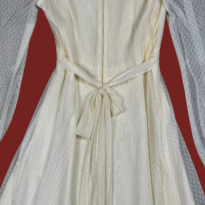 (S) 70s White Lace/Mesh Prairie Maxi Dress