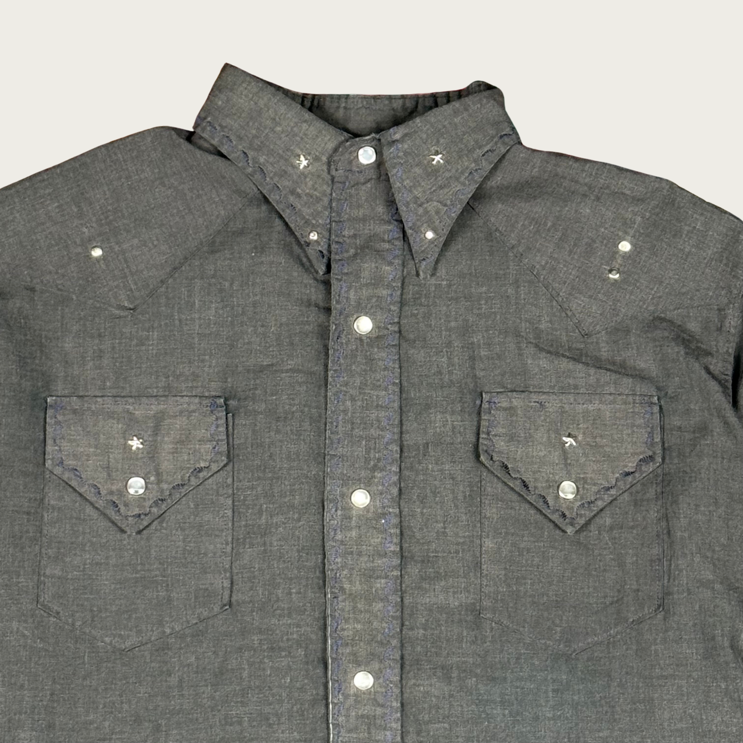 (XL) Custom Star Studded Gray Western Shirt