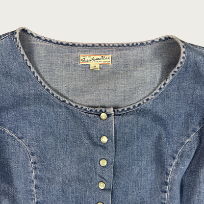 (M) 90s Guess Denim Pearl Snap Top