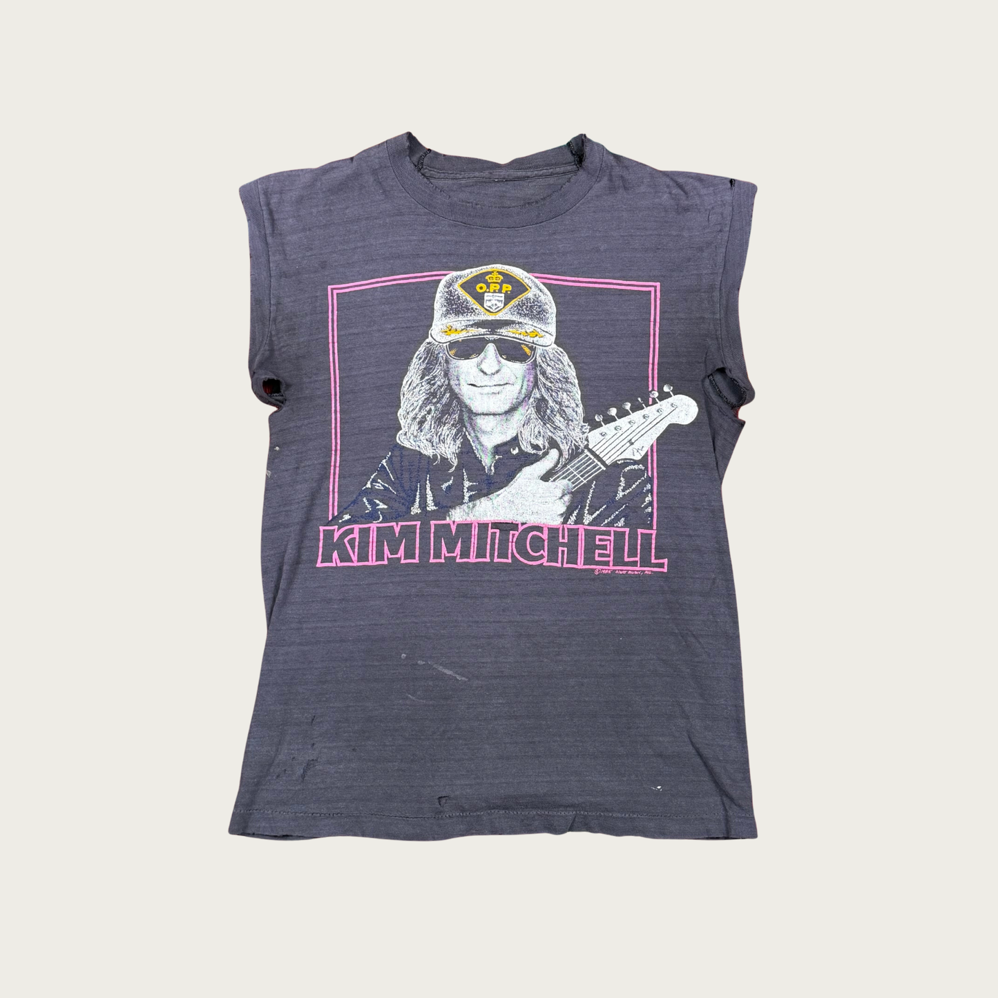 (S/M) 1985 Kim Mitchell Lager & Ale Distressed Muscle Tee