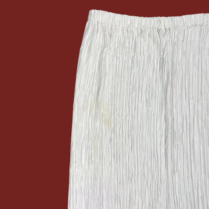 (L) White Pleated Georgette Maxi Skirt