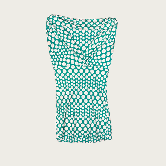 (S) Y2K Guess Green Polka Dot Mesh Top