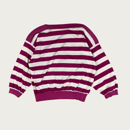 (M/L) 80s/90s Diane Von Furstenberg Magenta/Cream Striped Dolman Top