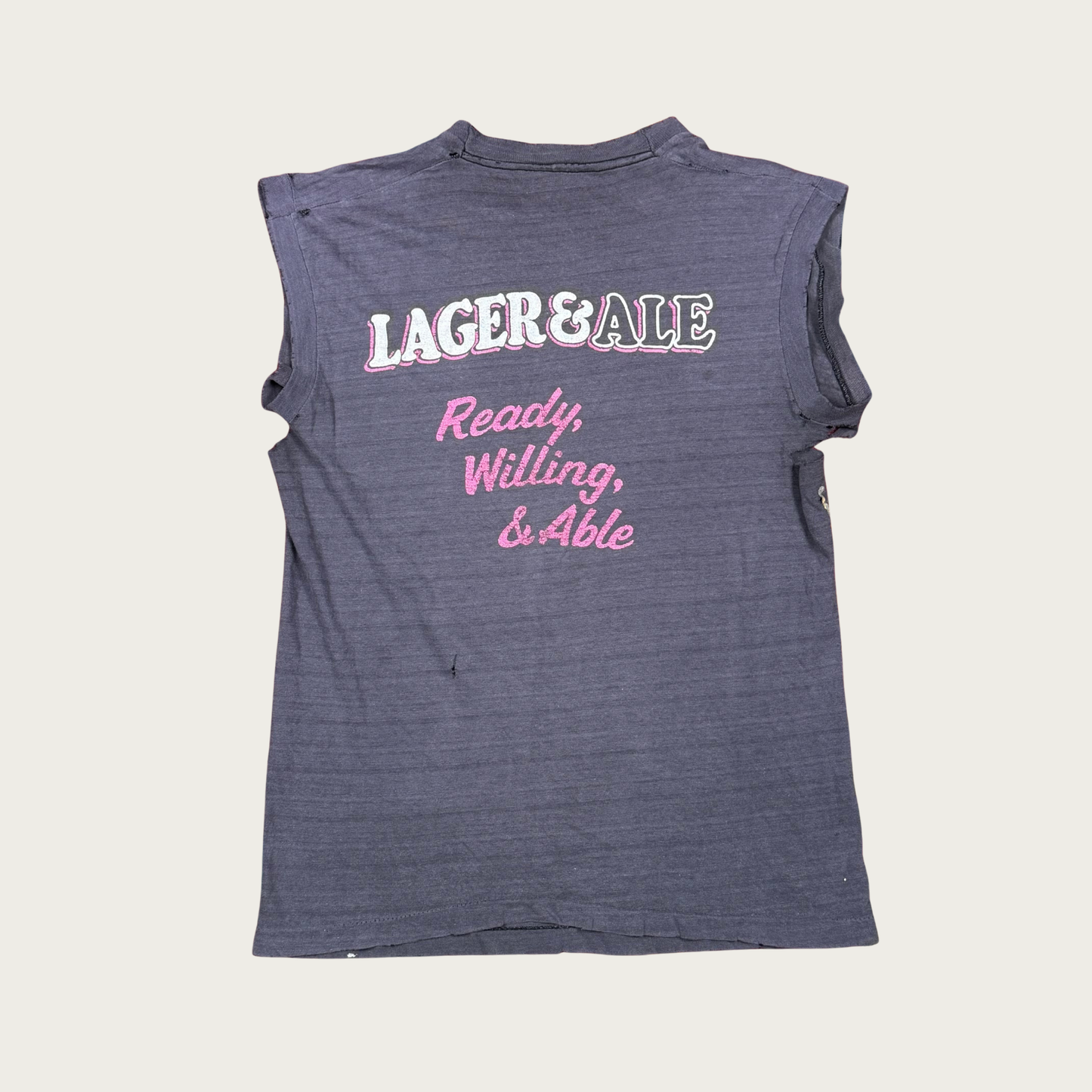 (S/M) 1985 Kim Mitchell Lager & Ale Distressed Muscle Tee