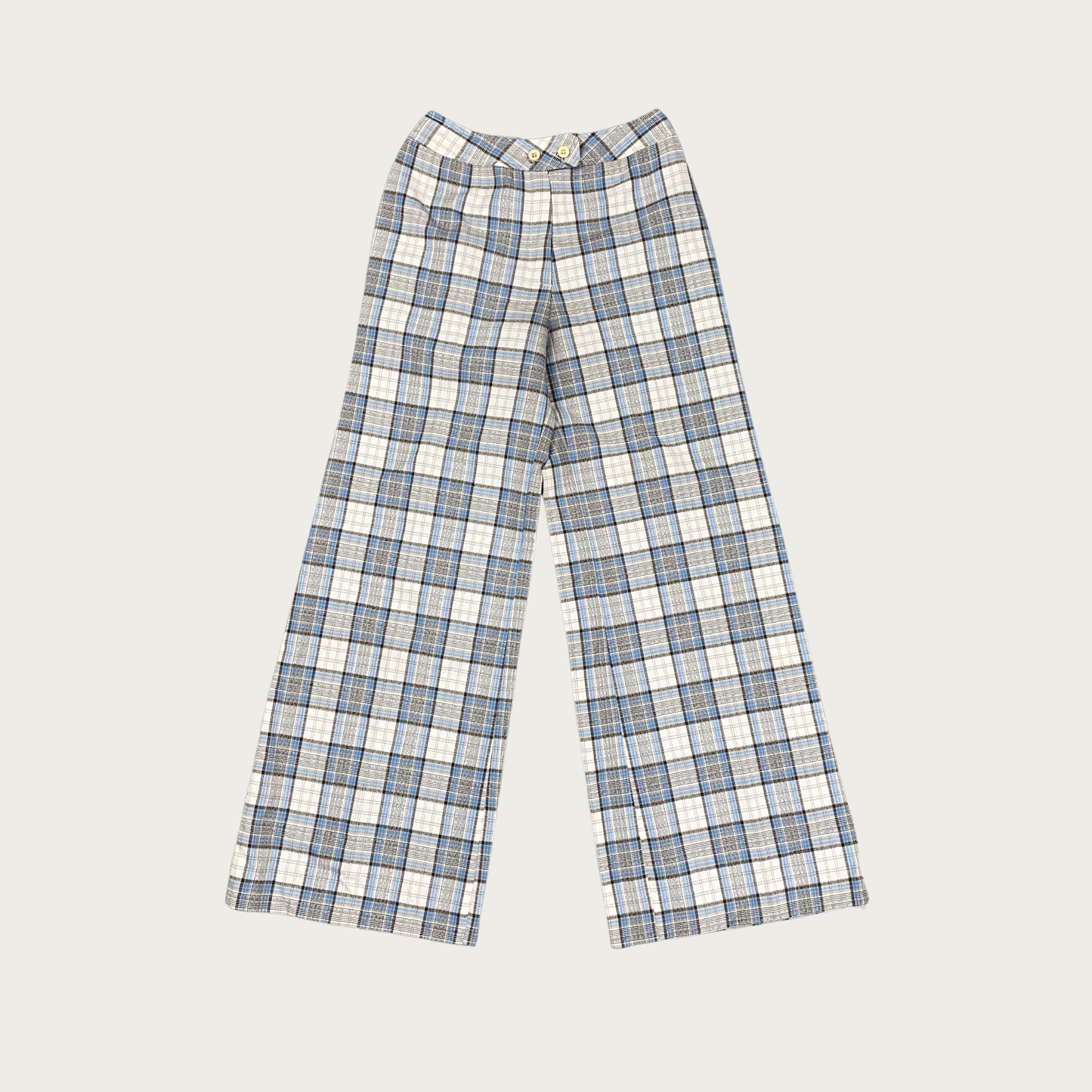 (24") 70s Blue and Cream Plaid Wide Leg Flares