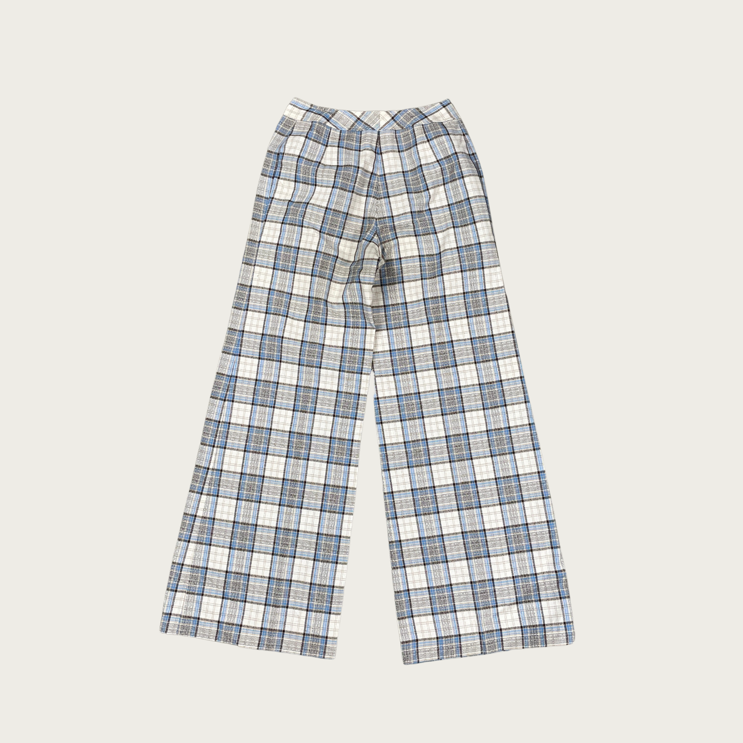 (24") 70s Blue and Cream Plaid Wide Leg Flares