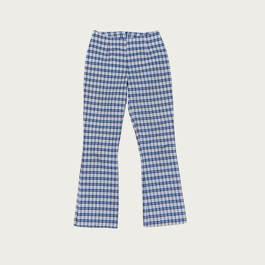 (28") 70s Blue Plaid Flares