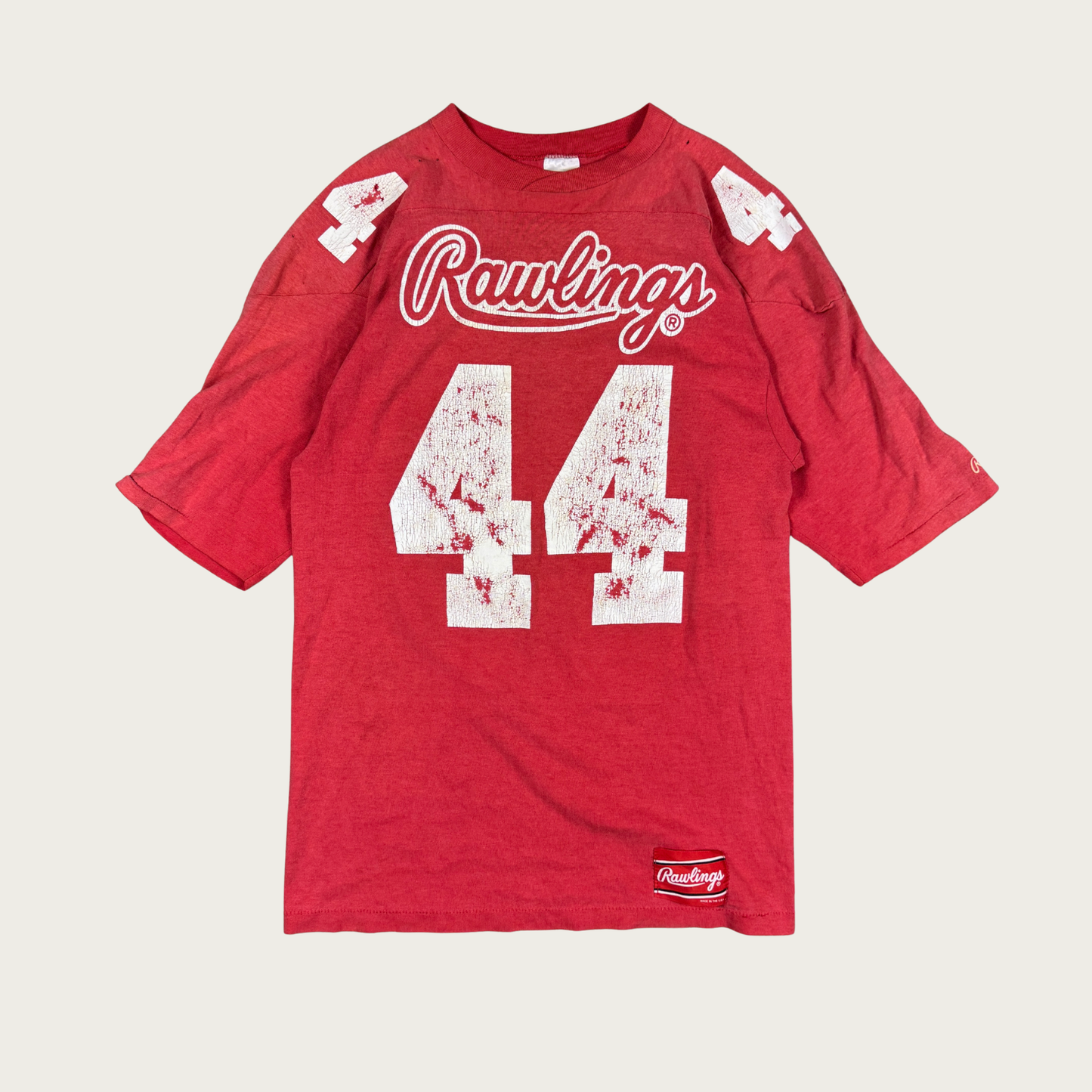 (L) 80s Rawlings 44 Distressed Jersey Tee