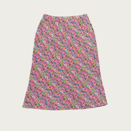 (S/M) Multicolor Floral Midi Skirt