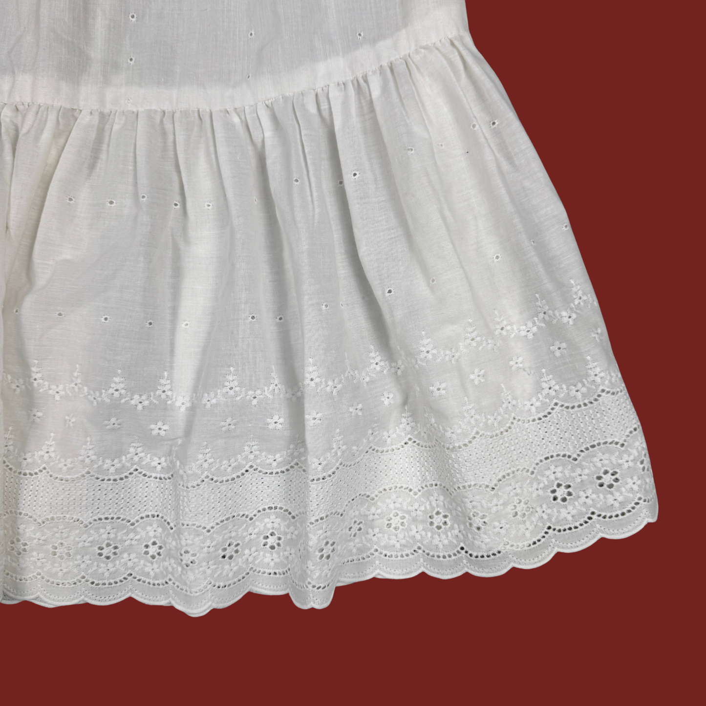 (XS/S/M) White Cotton Eyelet Midi Skirt