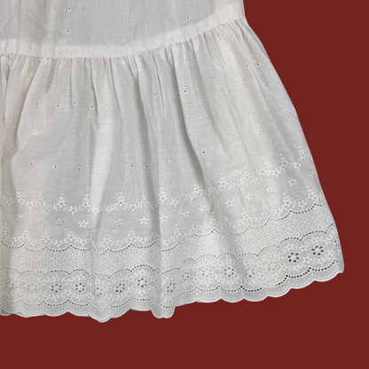 (XS/S/M) White Cotton Eyelet Midi Skirt
