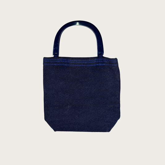 60s Arrowcraft Navy Blue Woven Handbag