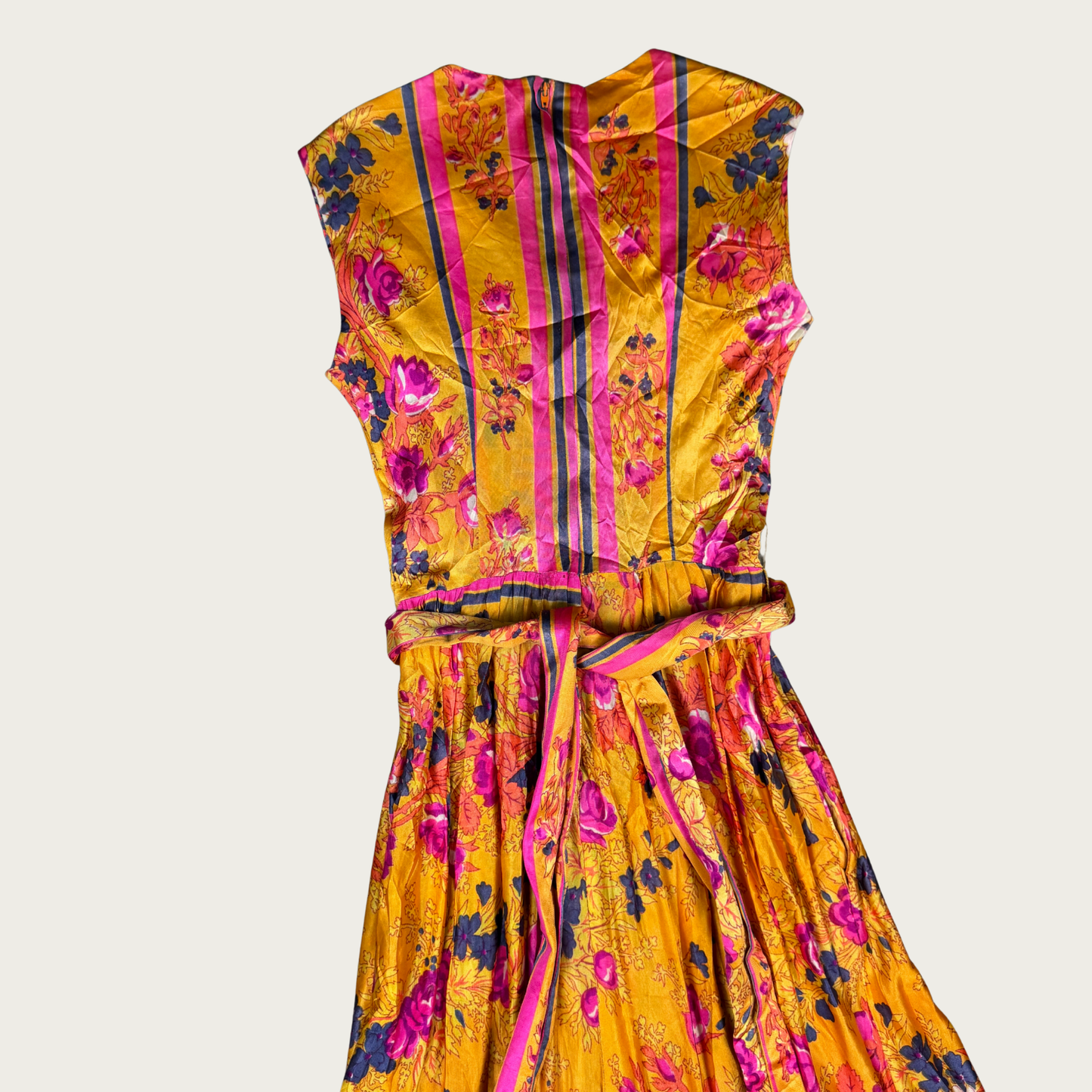 (S) 60s/70s Orange Floral Bell Bottom Jumpsuit