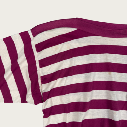(M/L) 80s/90s Diane Von Furstenberg Magenta/Cream Striped Dolman Top