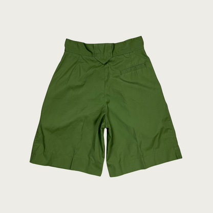 (28") Army Green Pleated Long Shorts