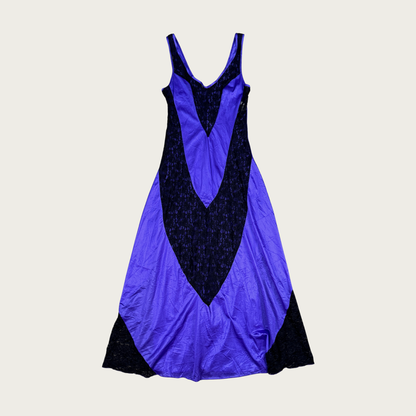 (L) 80s/90s Purple/Black Lace Maxi Slip Dress