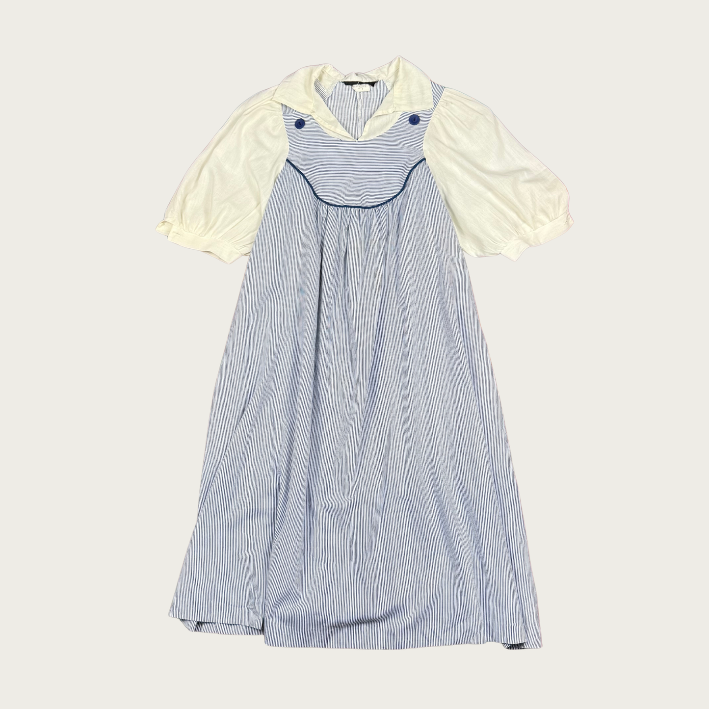 (M) 70s/80s Navy Pinstripe Midi Dress