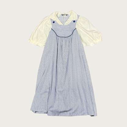 (M) 70s/80s Navy Pinstripe Midi Dress