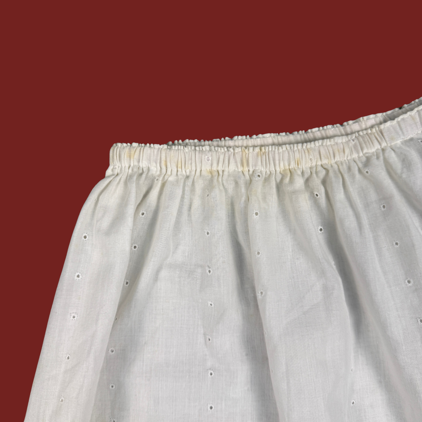 (XS/S/M) White Cotton Eyelet Midi Skirt