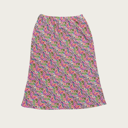 (S/M) Multicolor Floral Midi Skirt