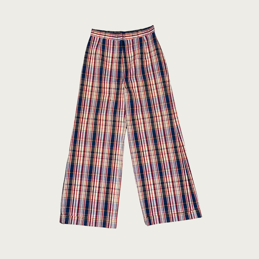 (28") 70s Multicolor Plaid Wide Leg Flares