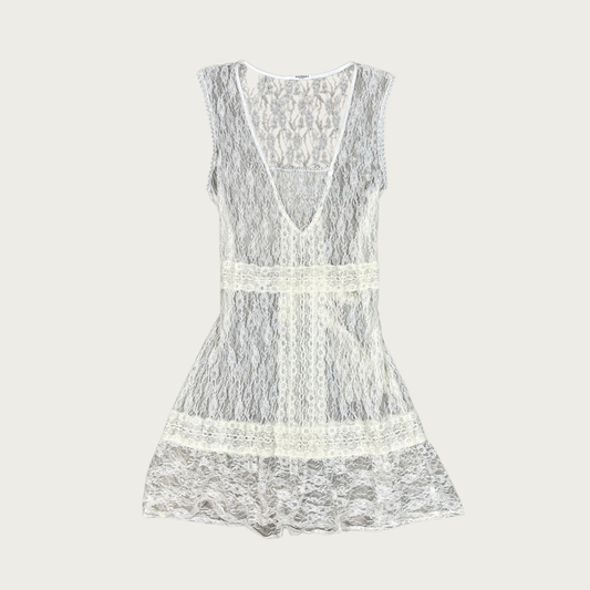 (M) Vintage Sheer Lace Mini Dress
