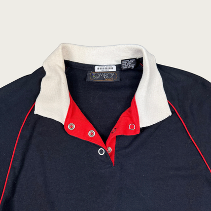 (M) 80s/90s Black/Red Polo Top