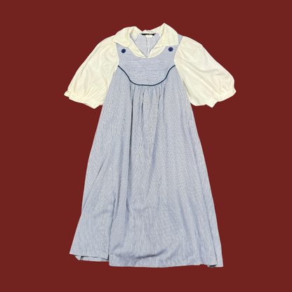 (M) 70s/80s Navy Pinstripe Midi Dress