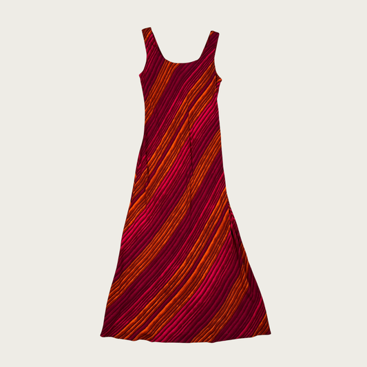 (M) 90s Magenta Striped Midi Dress