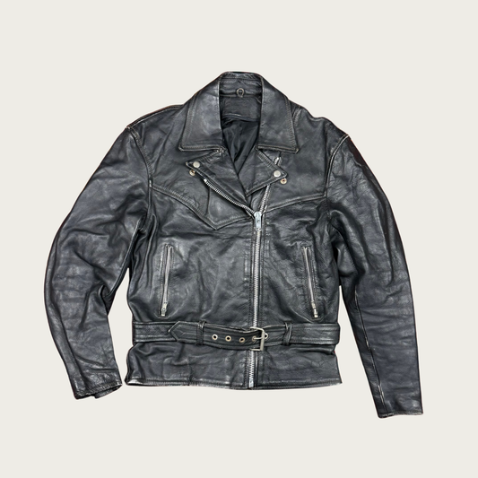 (S) Black Leather Moto Jacket