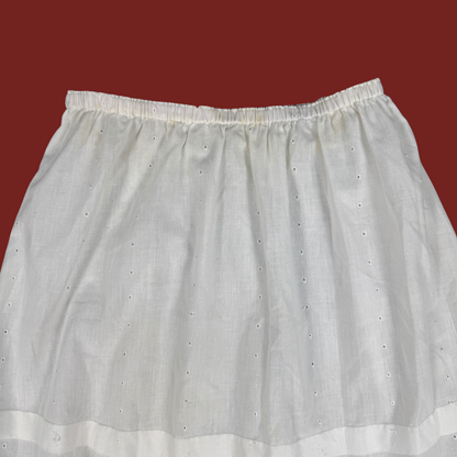 (XS/S/M) White Cotton Eyelet Midi Skirt