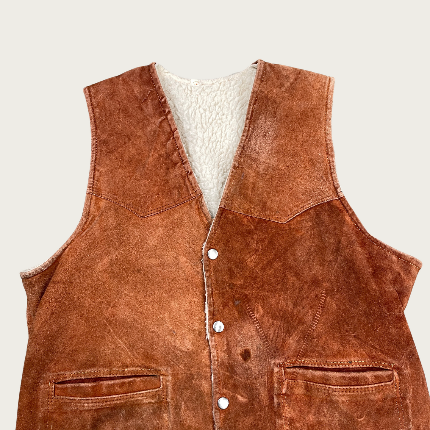 (L) 70s Suede Sherpa Lined Western Vest